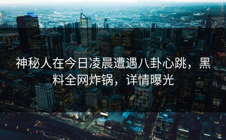 神秘人在今日凌晨遭遇八卦心跳，黑料全网炸锅，详情曝光