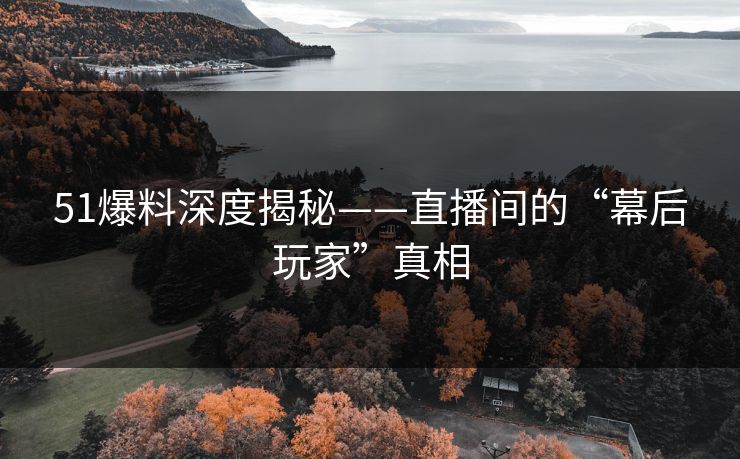 51爆料深度揭秘——直播间的“幕后玩家”真相